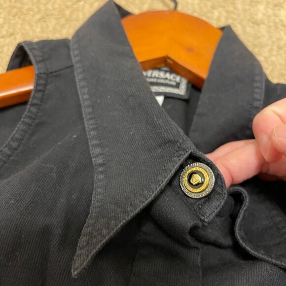 Vintage Versace Jeans Couture Sleeveless Button Up Blouse Black - Picture 3 of 14